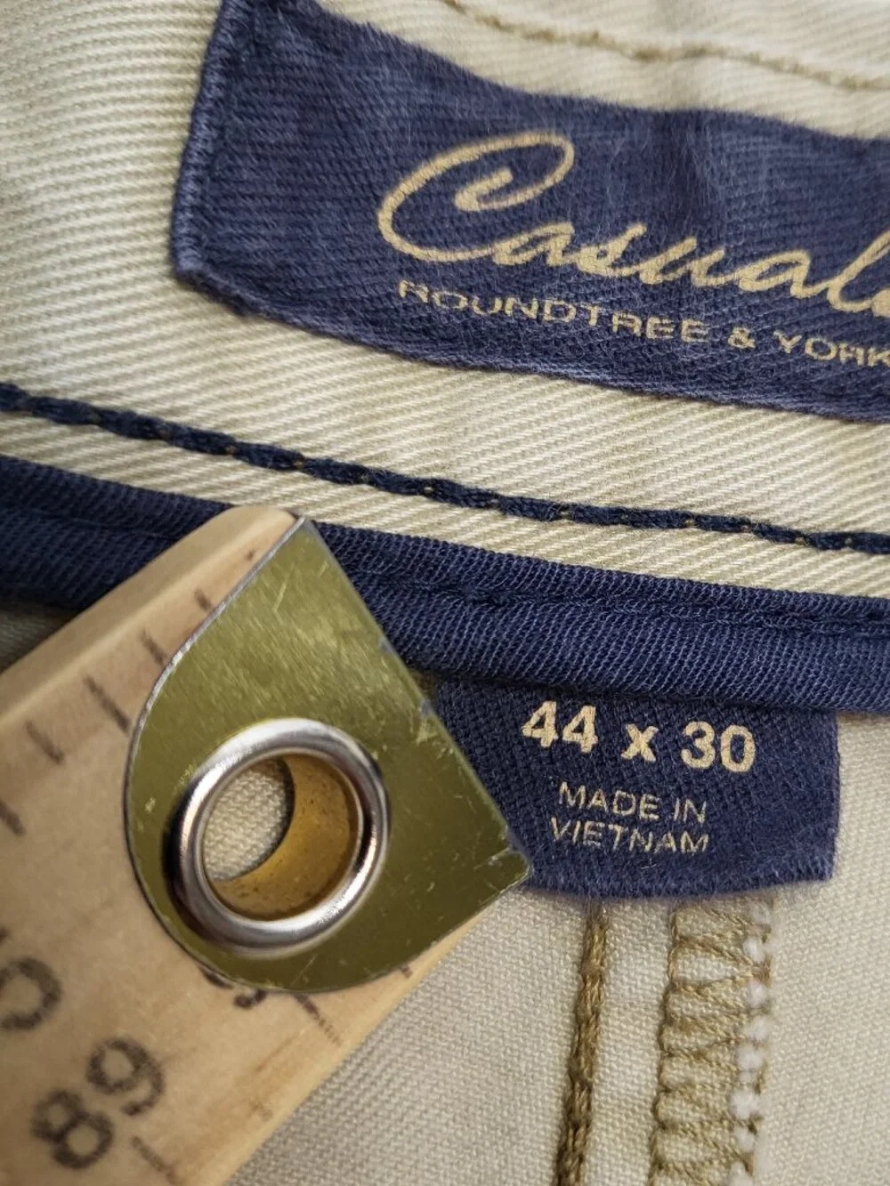 Roundtree & Yorke Casuals Mens Chino Pants 44 X 30 Flat Front High Rise Cotton